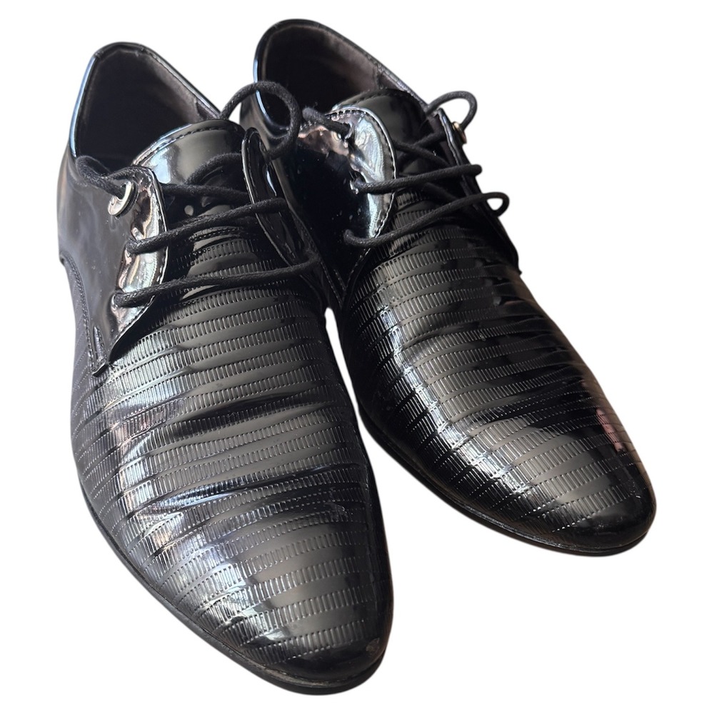 Mens Jingpin‎ Black Shiny Patent Leather Dress Shoes Formal 255 (US 7)
